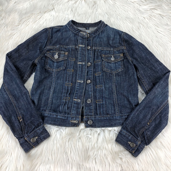 Wash Collarless Denim Jacket 